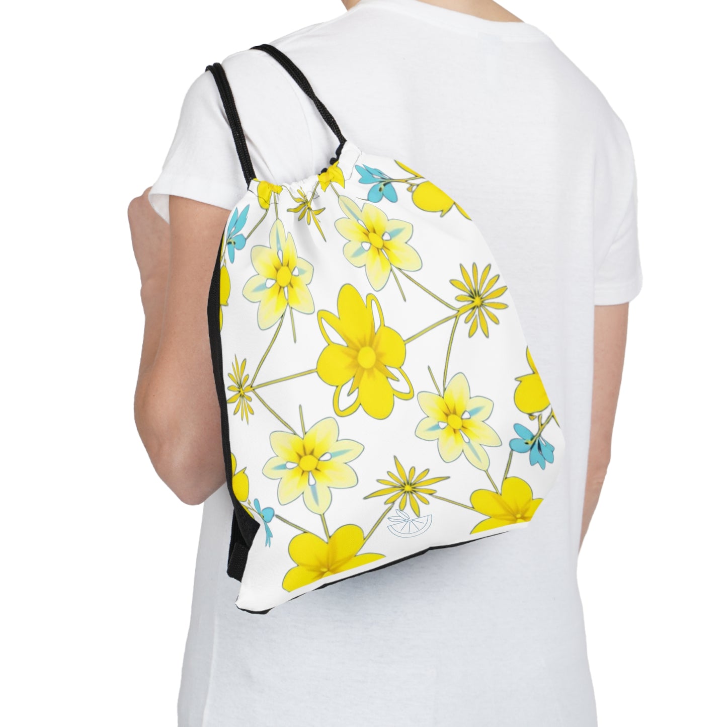 Vintage Yellow Flowers Outdoor Drawstring Bag