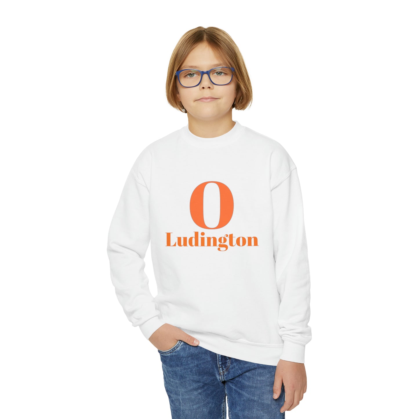 Ludington O with back Oriole Nation Youth Crewneck Sweatshirt