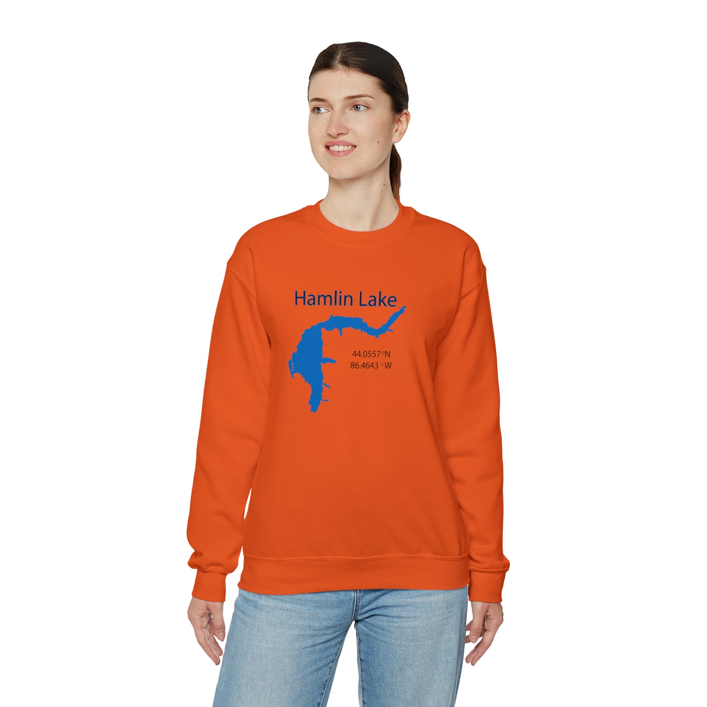 HLC Hamlin Lake Map Unisex Heavy Blend™ Crewneck Sweatshirt