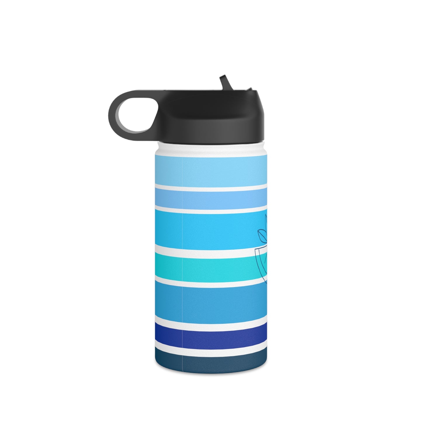 HLC Blue Stripes Stainless Steel Water Bottle, Standard Lid