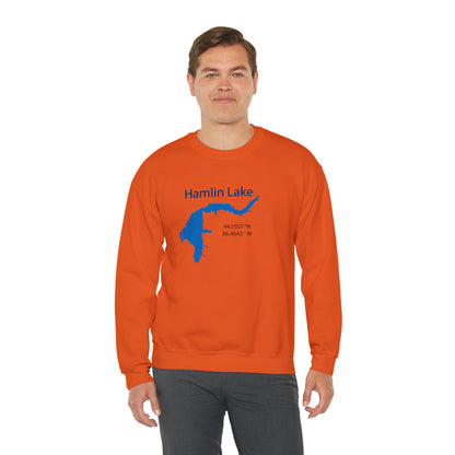 HLC Hamlin Lake Map Unisex Heavy Blend™ Crewneck Sweatshirt