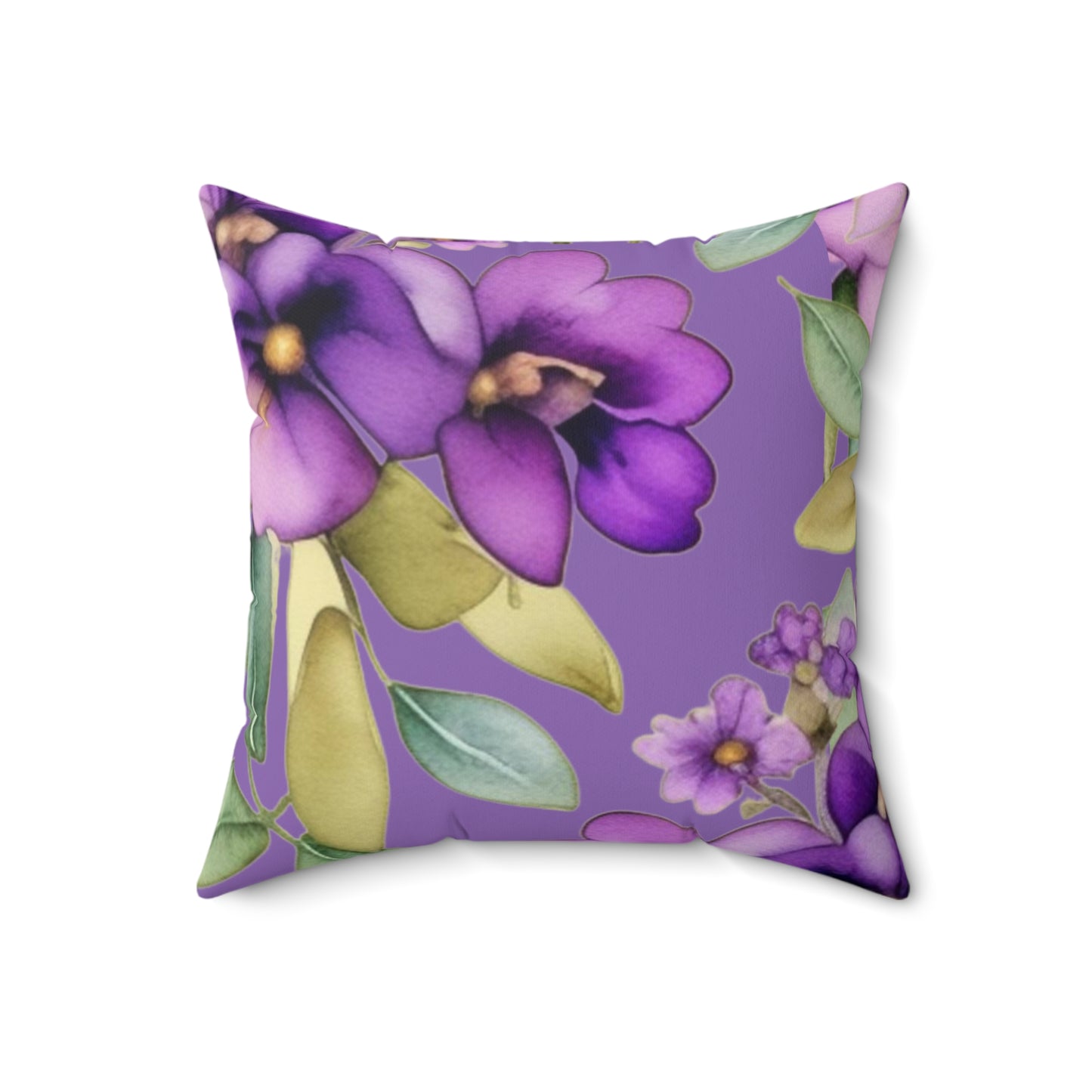 Purple Flowers II Spun Polyester Square Pillow