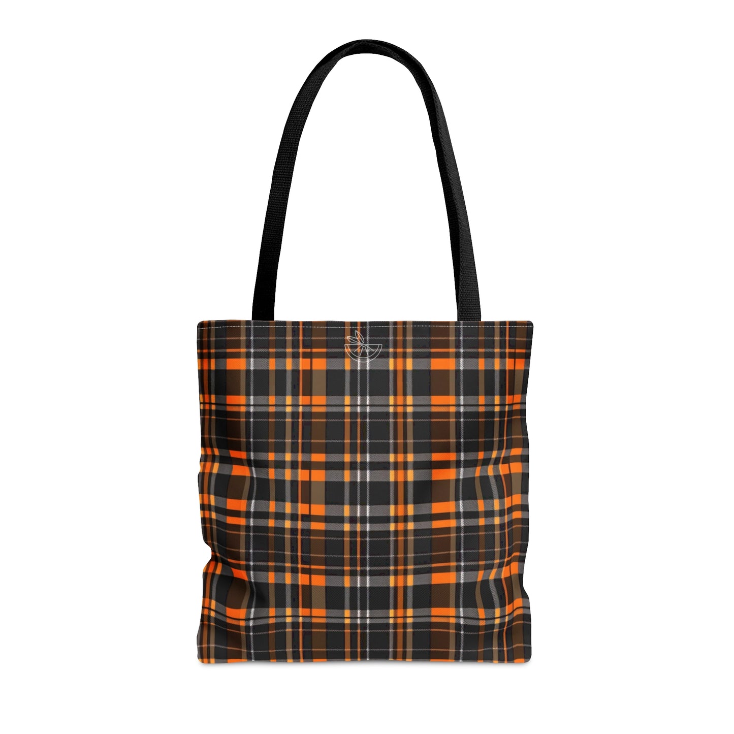 Black and Orange Plaid Tote Bag (AOP)