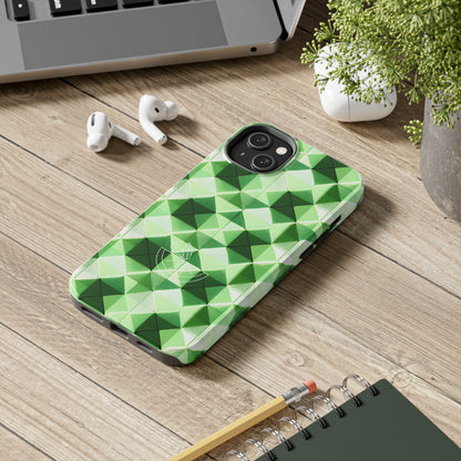 Go Green and White! Geo Print Tough Phone Cases