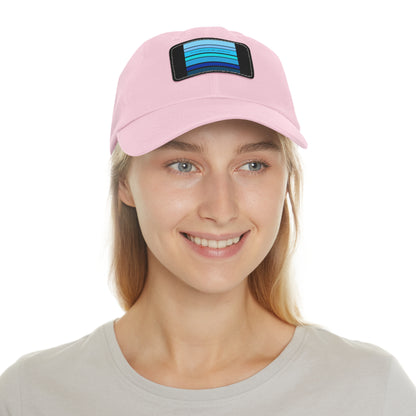 HLC Blue Stripes Dad Hat with Leather Patch (Rectangle)