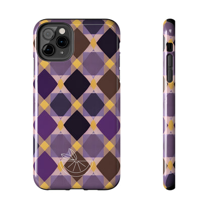 Purple Geo Plaid Tough Phone Cases