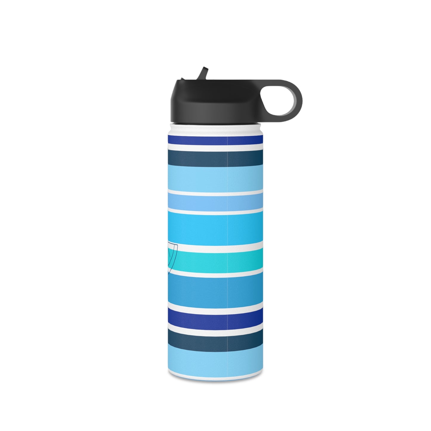 HLC Blue Stripes Stainless Steel Water Bottle, Standard Lid