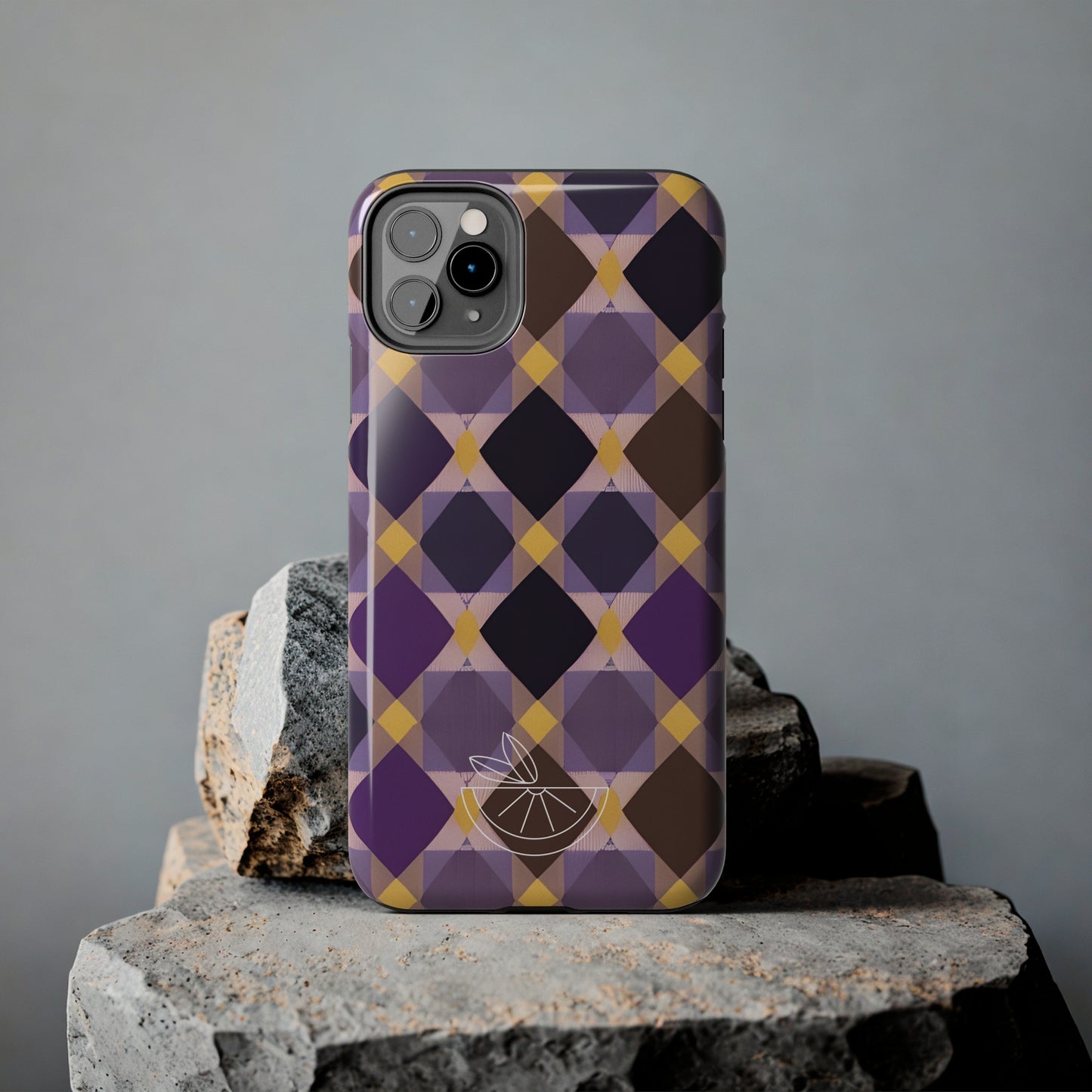 Purple Geo Plaid Tough Phone Cases