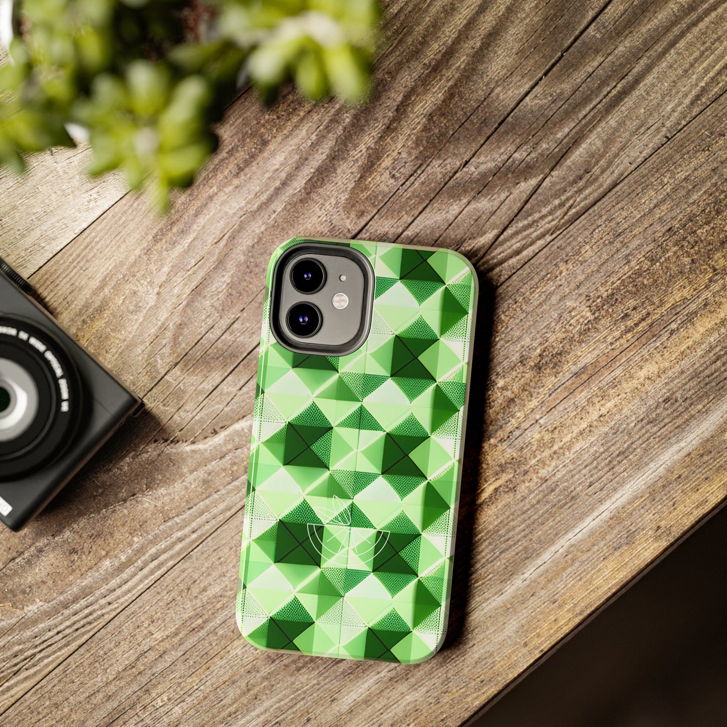 Go Green and White! Geo Print Tough Phone Cases