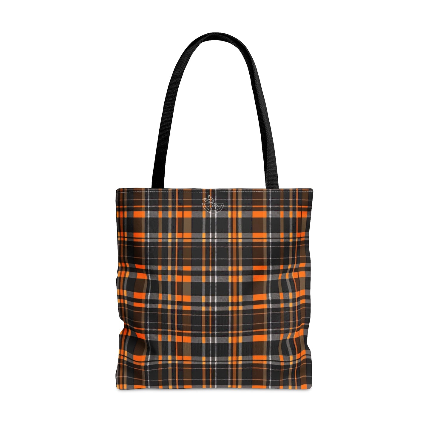 Black and Orange Plaid Tote Bag (AOP)