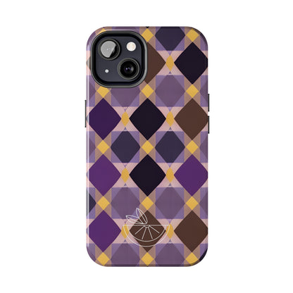 Purple Geo Plaid Tough Phone Cases