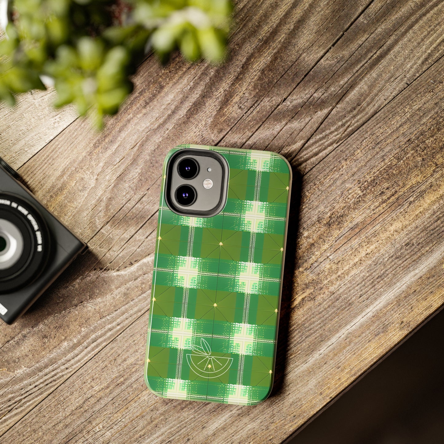 Green and White Print Tough Phone Cases