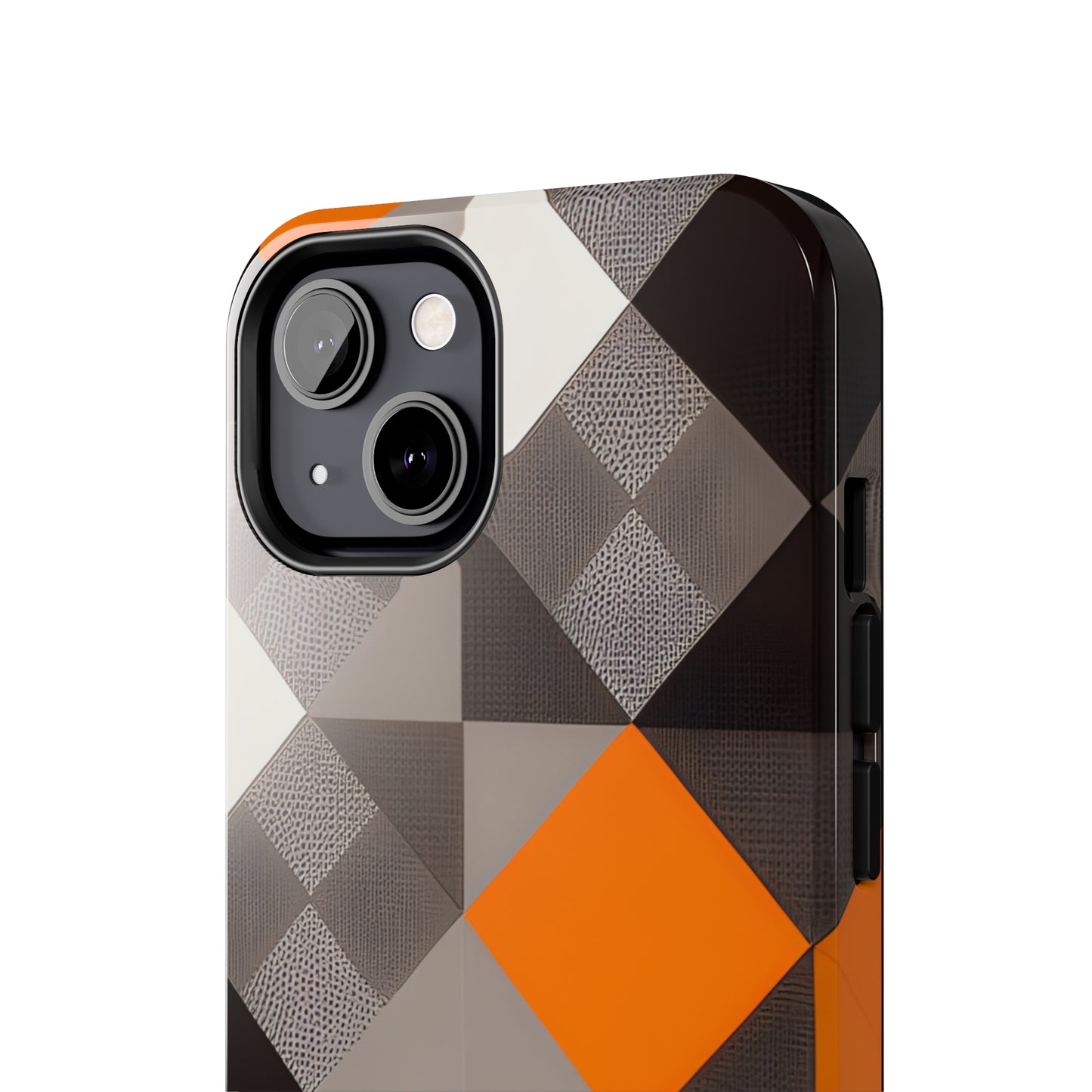 Orange and Black Geo Print Tough Phone Cases