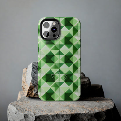 Go Green and White! Geo Print Tough Phone Cases