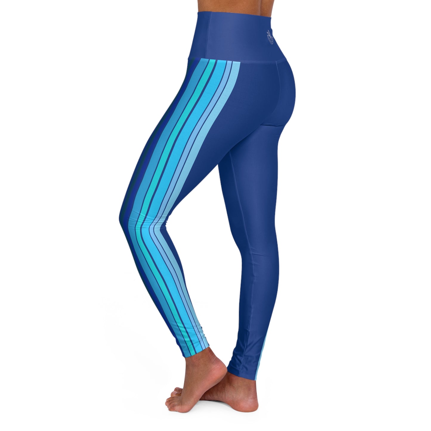 HLC Blue Stripes High Waisted Yoga Leggings (AOP)