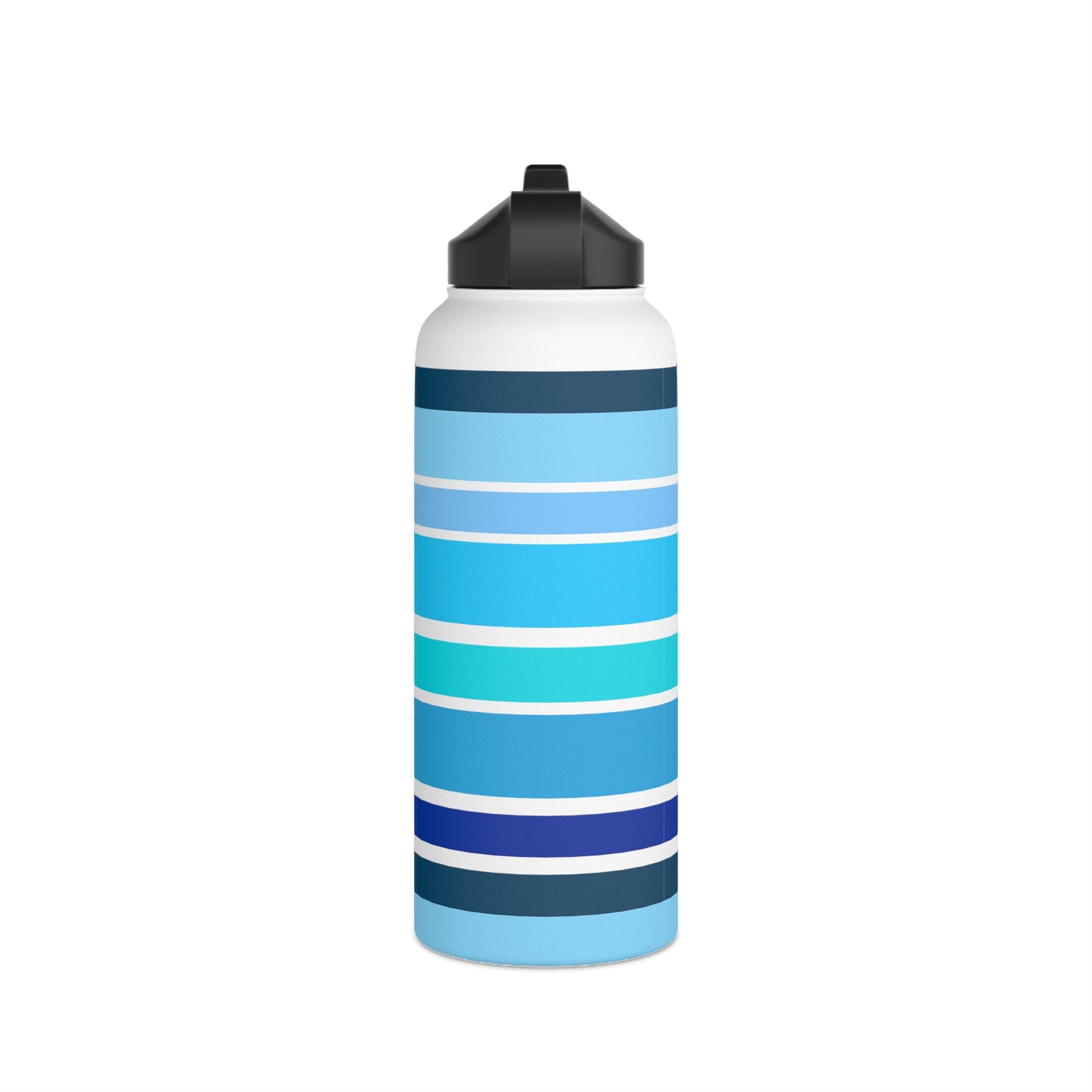 HLC Blue Stripes Stainless Steel Water Bottle, Standard Lid