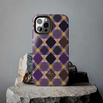 Purple Geo Plaid Tough Phone Cases