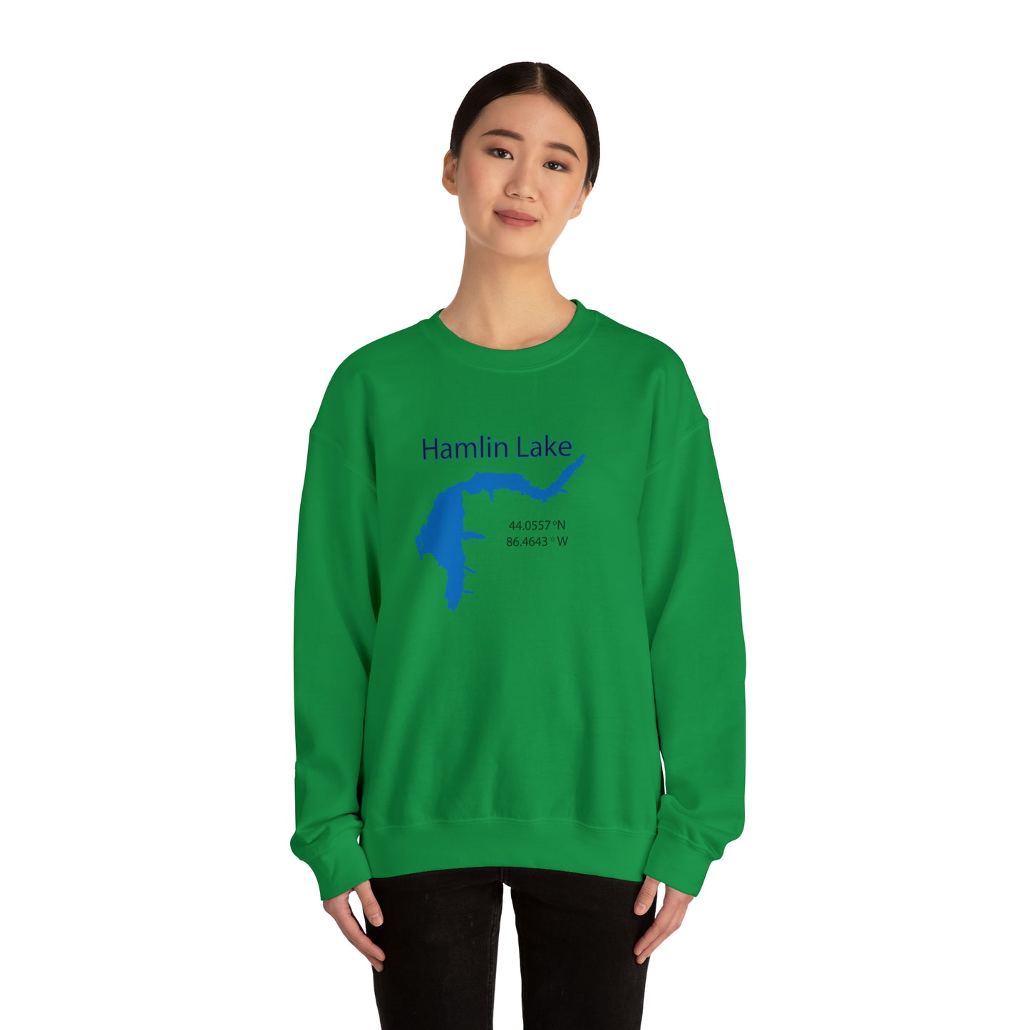 HLC Hamlin Lake Map Unisex Heavy Blend™ Crewneck Sweatshirt