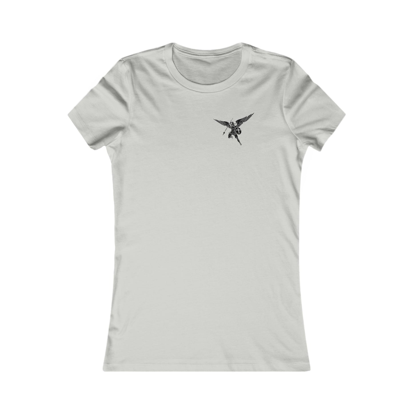 Archangels Saint Michael ANGEL ONLY ON Front w BACK prayer Women's Favorite Tee