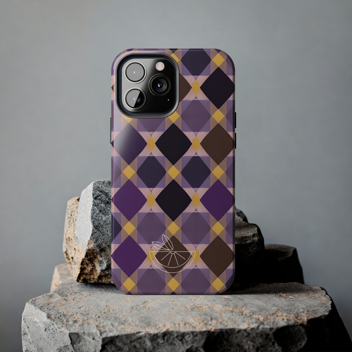 Purple Geo Plaid Tough Phone Cases