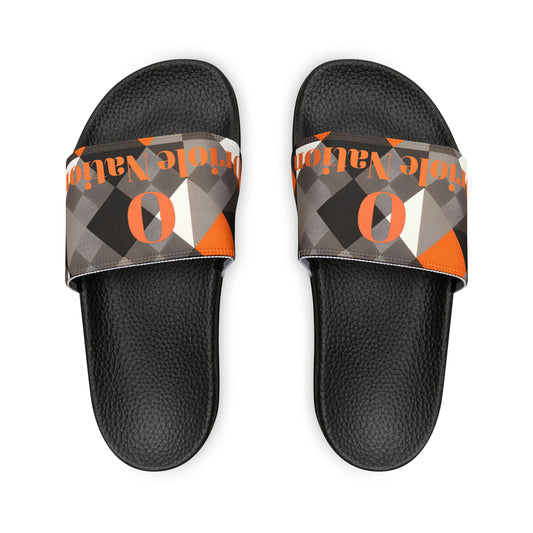 Orioles Fan Geo Print Youth PU Slide Sandals