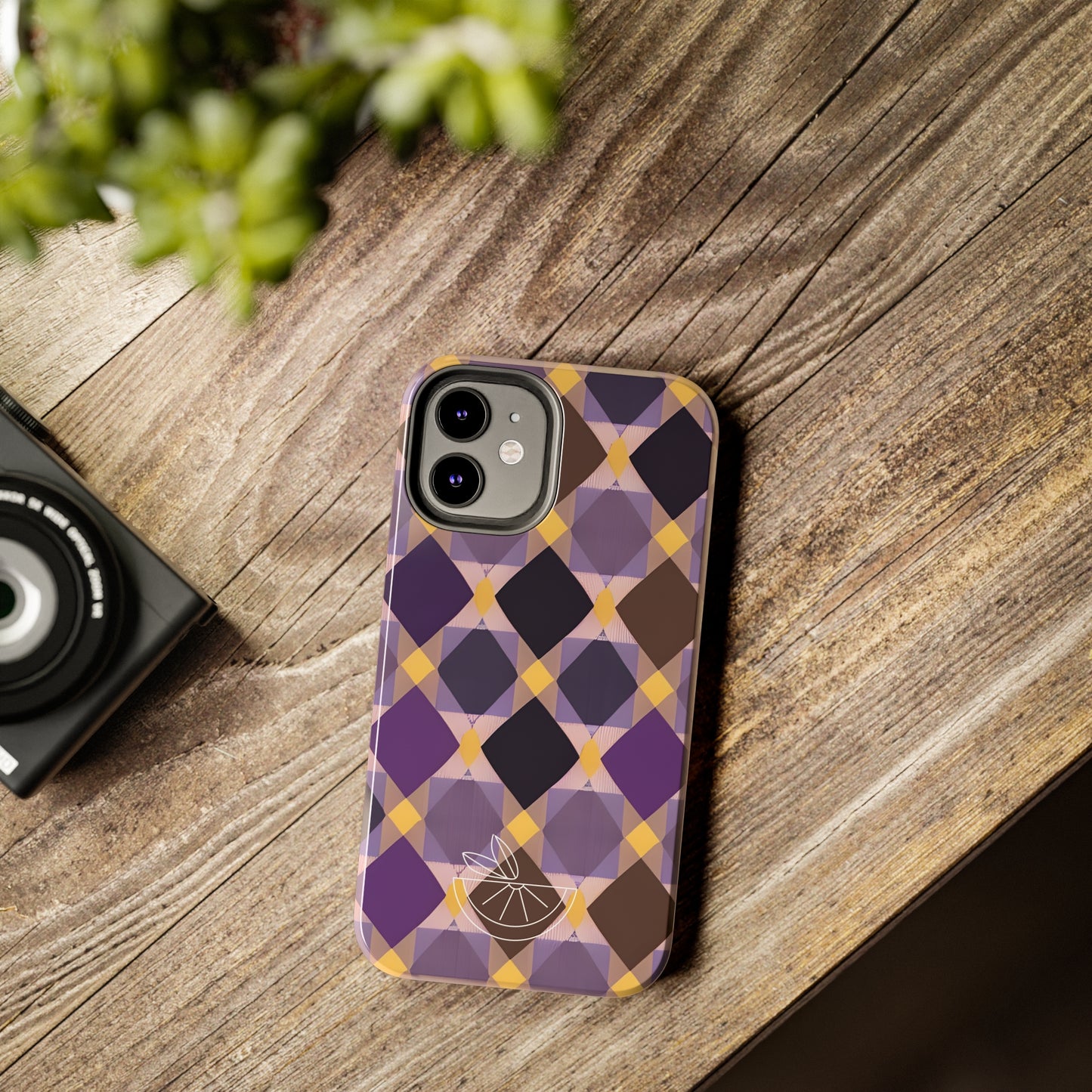 Purple Geo Plaid Tough Phone Cases