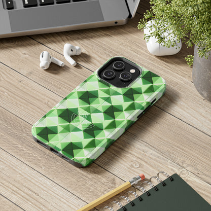 Go Green and White! Geo Print Tough Phone Cases