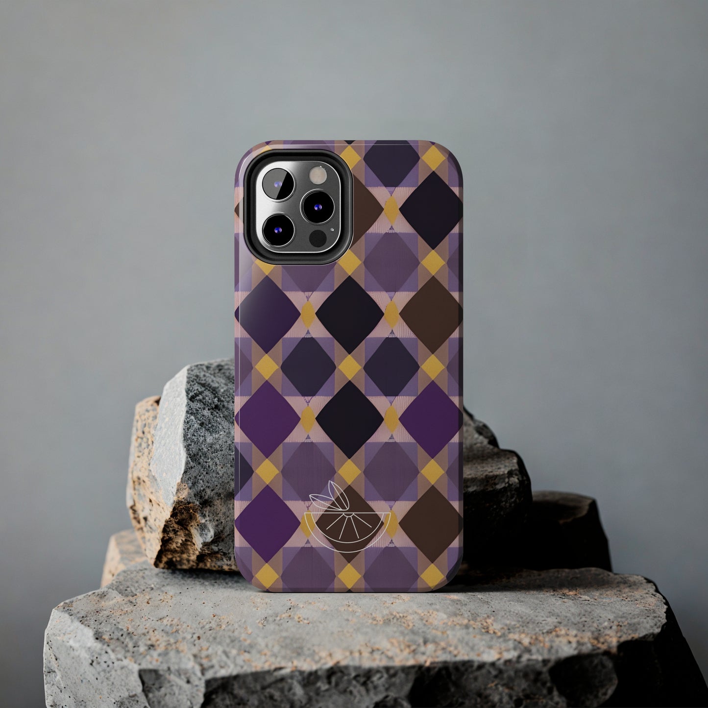 Purple Geo Plaid Tough Phone Cases