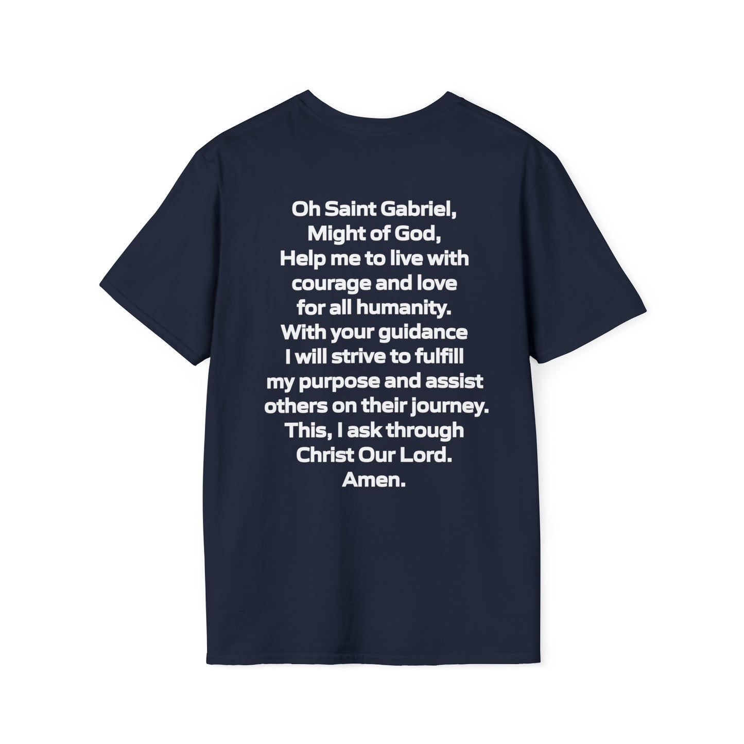 Saint Gabriel Art w/ prayer Unisex Softstyle T-Shirt