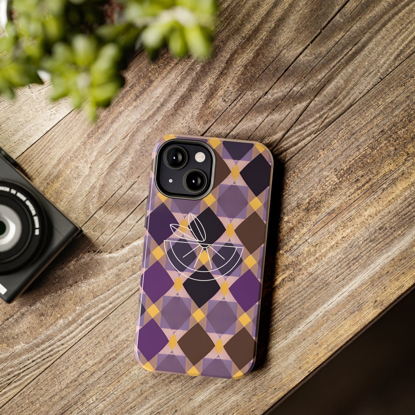 Purple Geo Plaid Tough Phone Cases