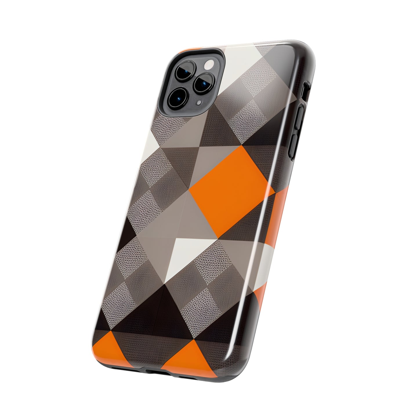 Orange and Black Geo Print Tough Phone Cases