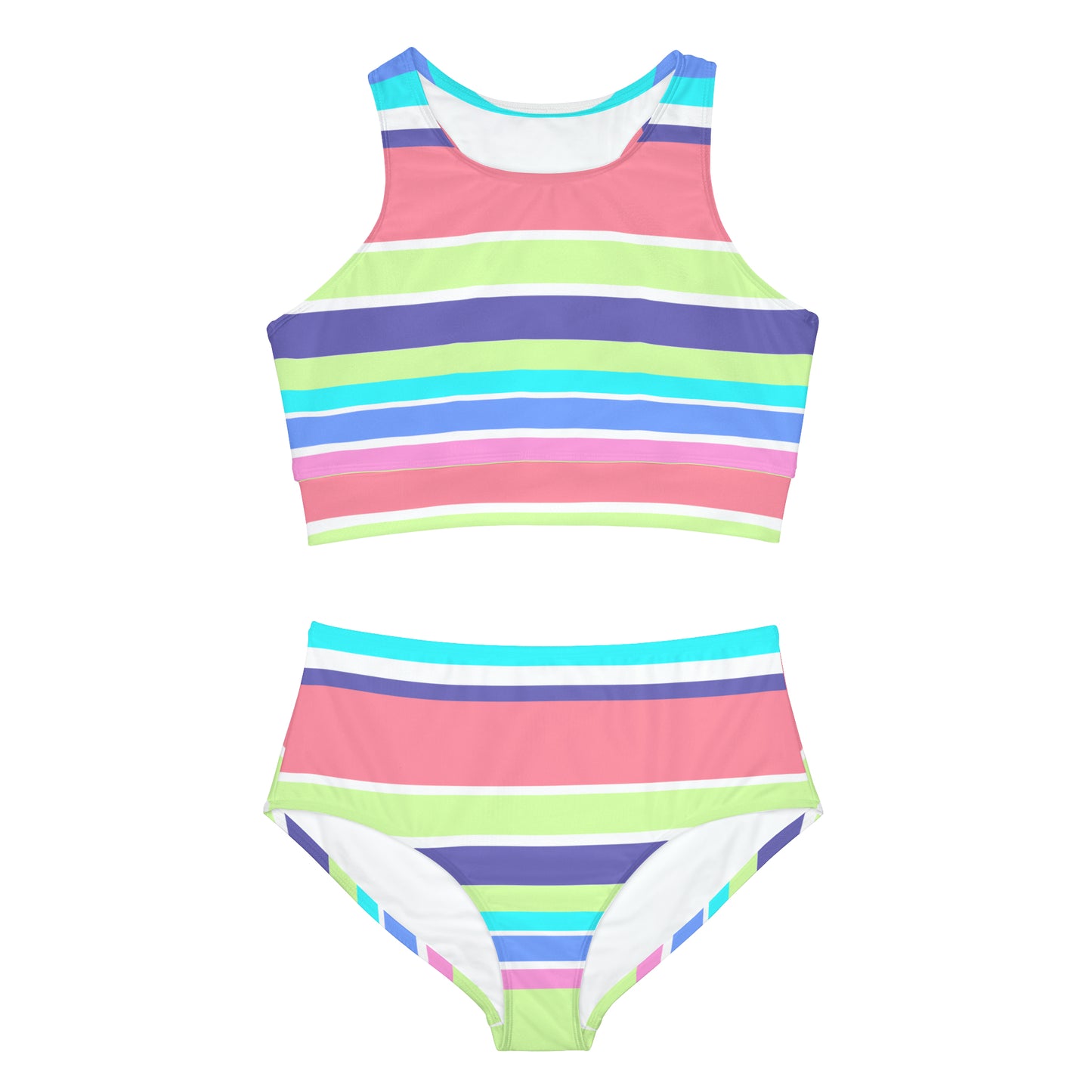 HLC Beachy Stripes Sporty Bikini Set (AOP)