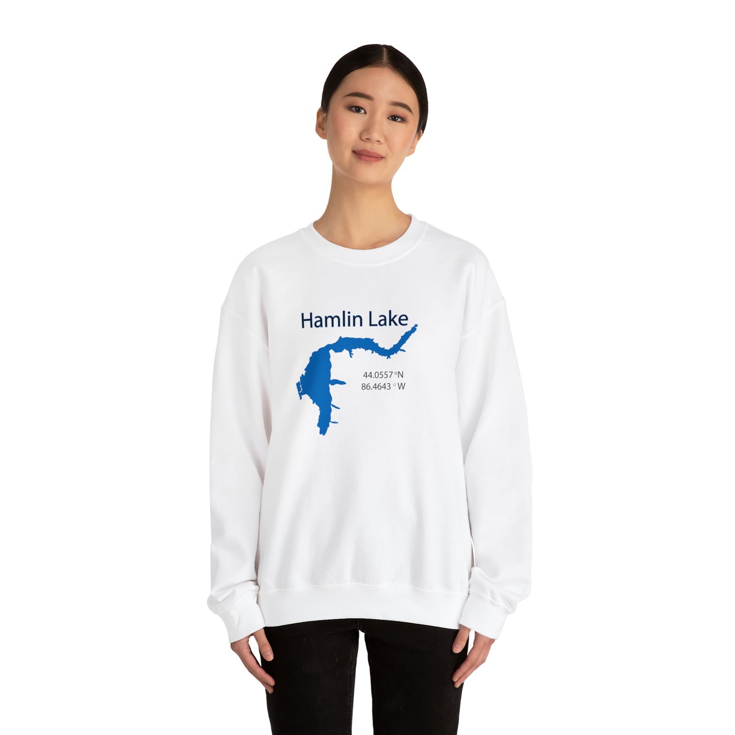 HLC Hamlin Lake Map Unisex Heavy Blend™ Crewneck Sweatshirt