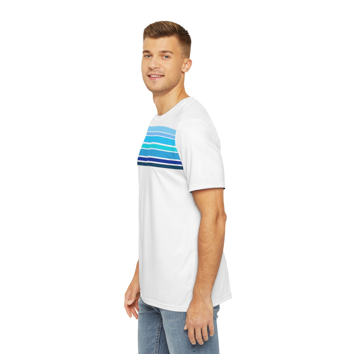 HLC  Blue Stripes Unisex Polyester Tee (AOP)