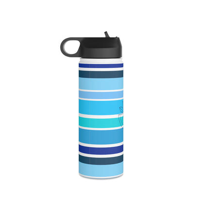 HLC Blue Stripes Stainless Steel Water Bottle, Standard Lid