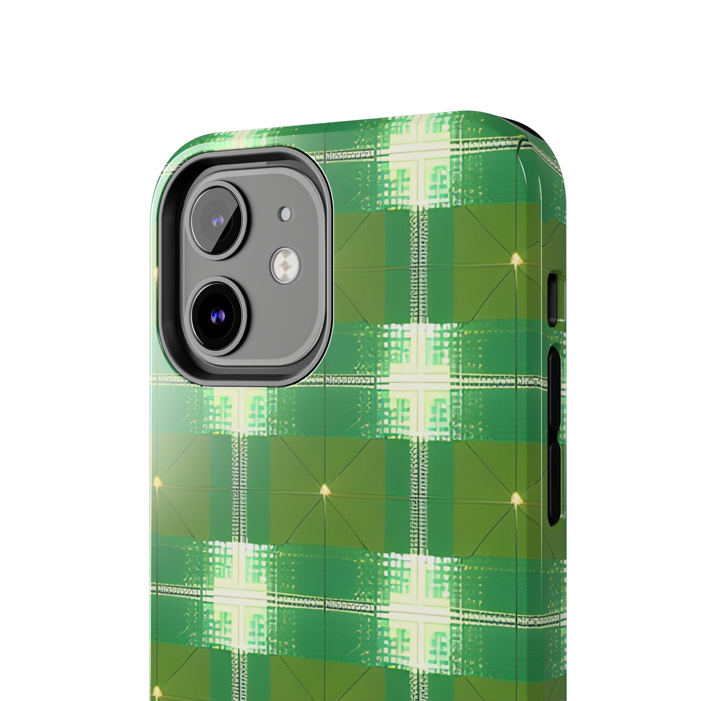 Green and White Print Tough Phone Cases