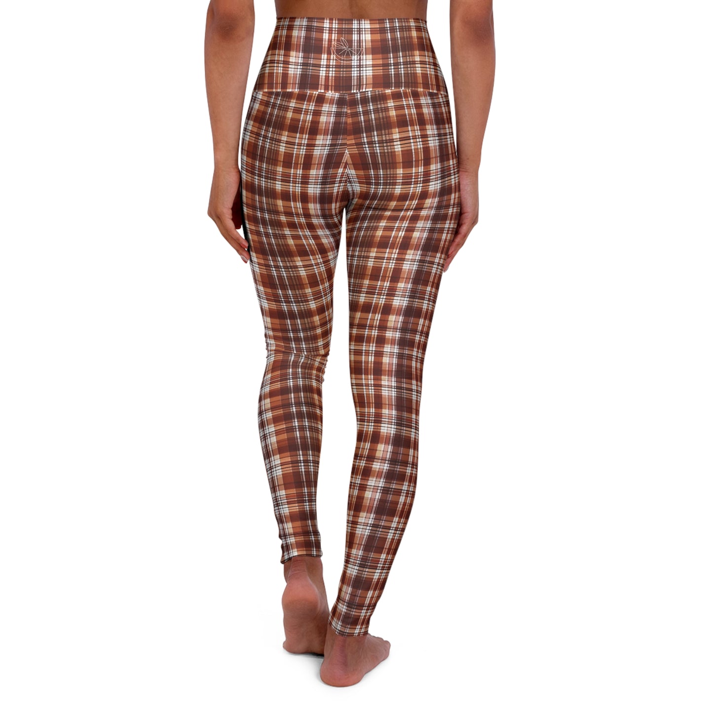 HLC Brown And White Plaid High Waisted Yoga Leggings (AOP)