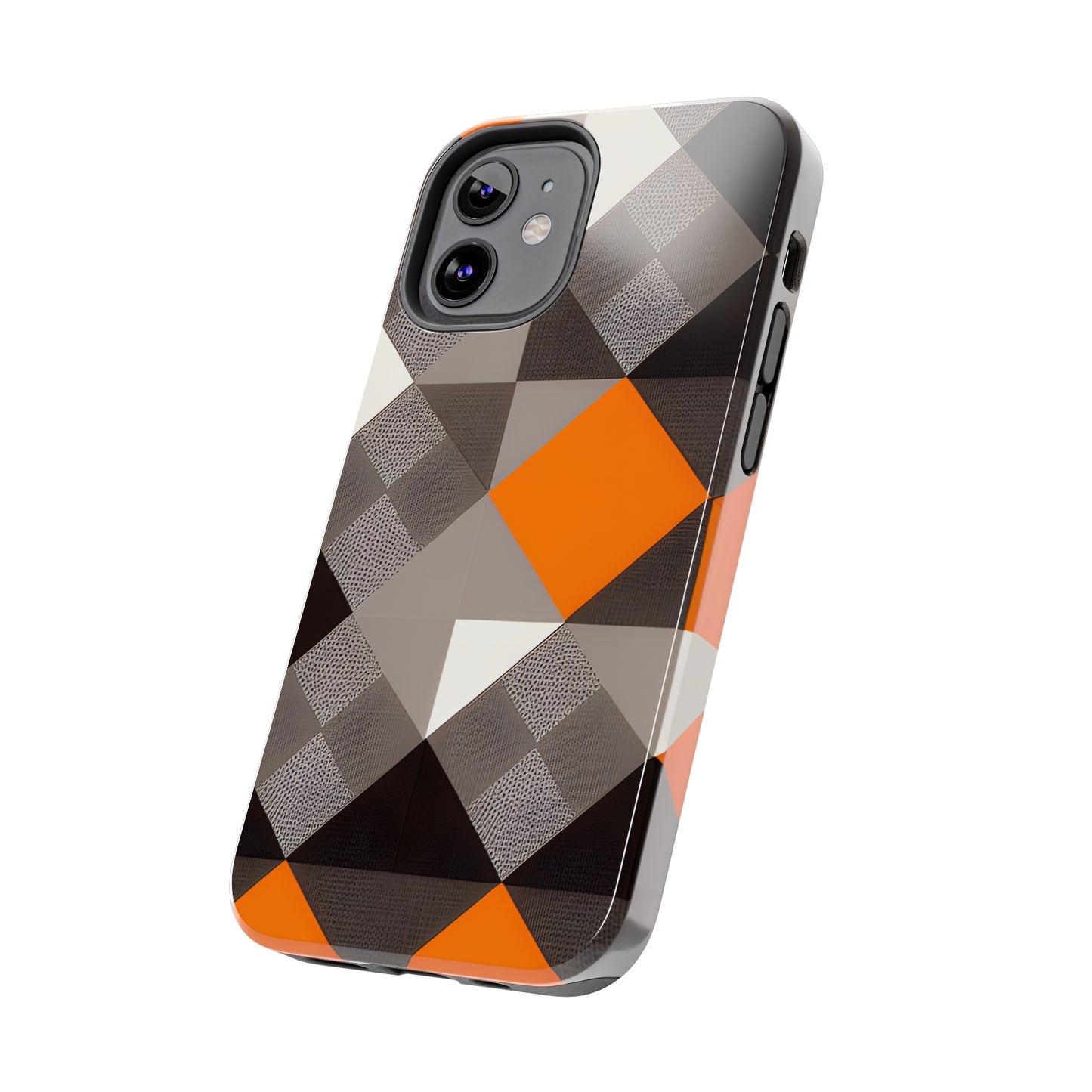 Orange and Black Geo Print Tough Phone Cases