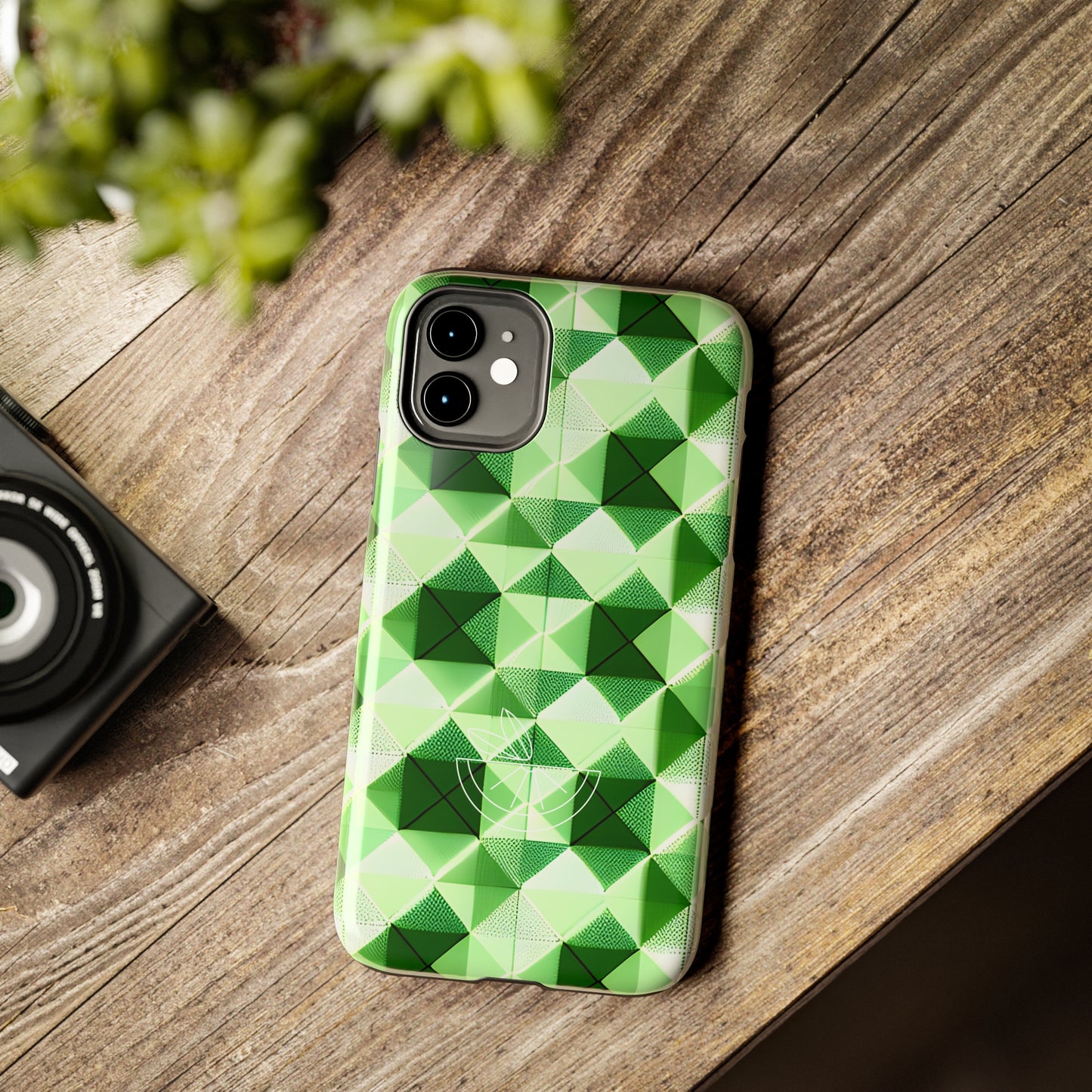 Go Green and White! Geo Print Tough Phone Cases