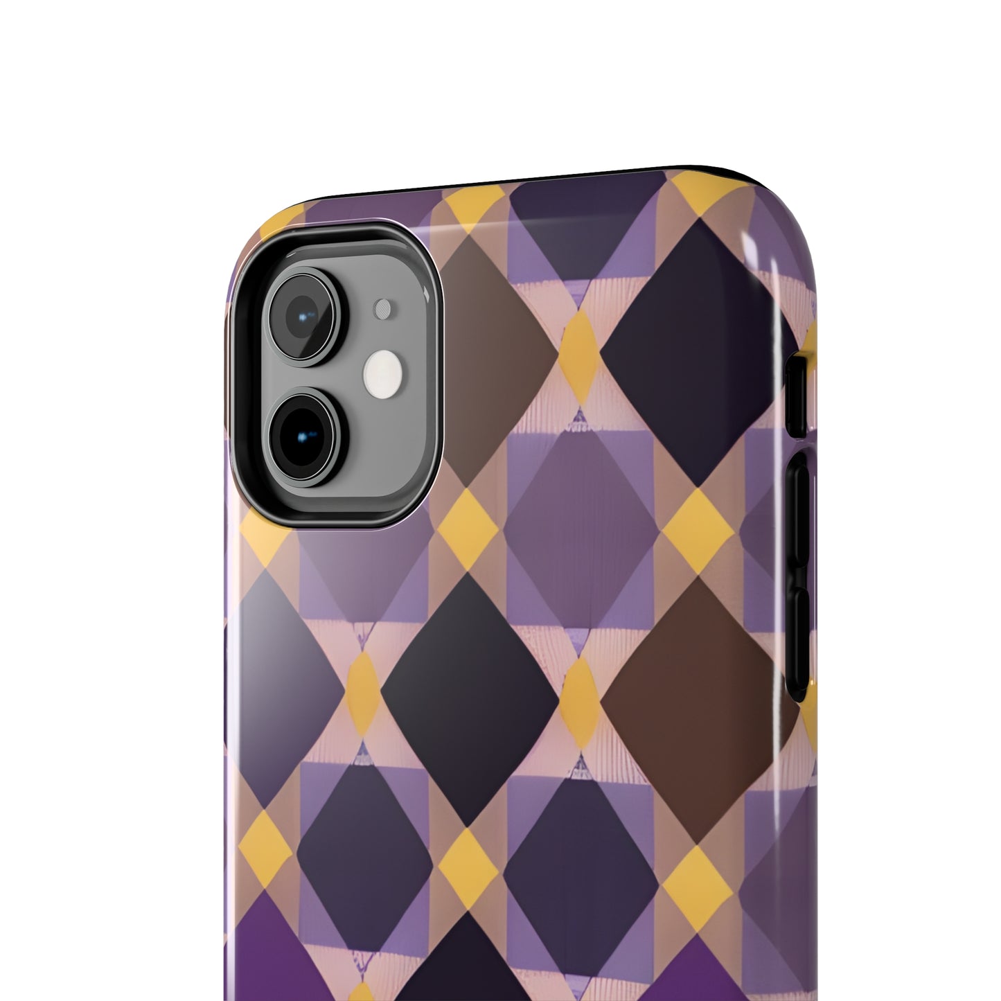 Purple Geo Plaid Tough Phone Cases