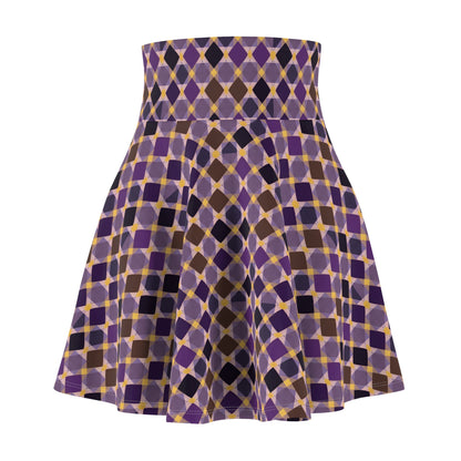 Retro Purple Plaid Women's Skater Skirt (AOP)