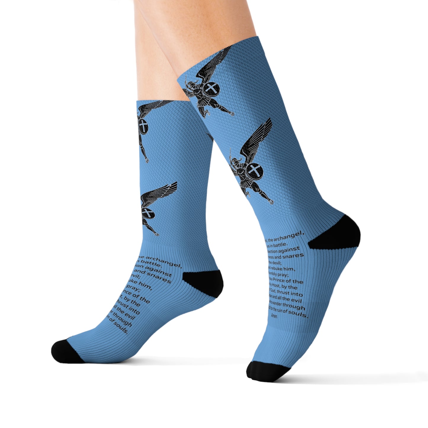 Saint Michael w/ prayer socks Sublimation Socks