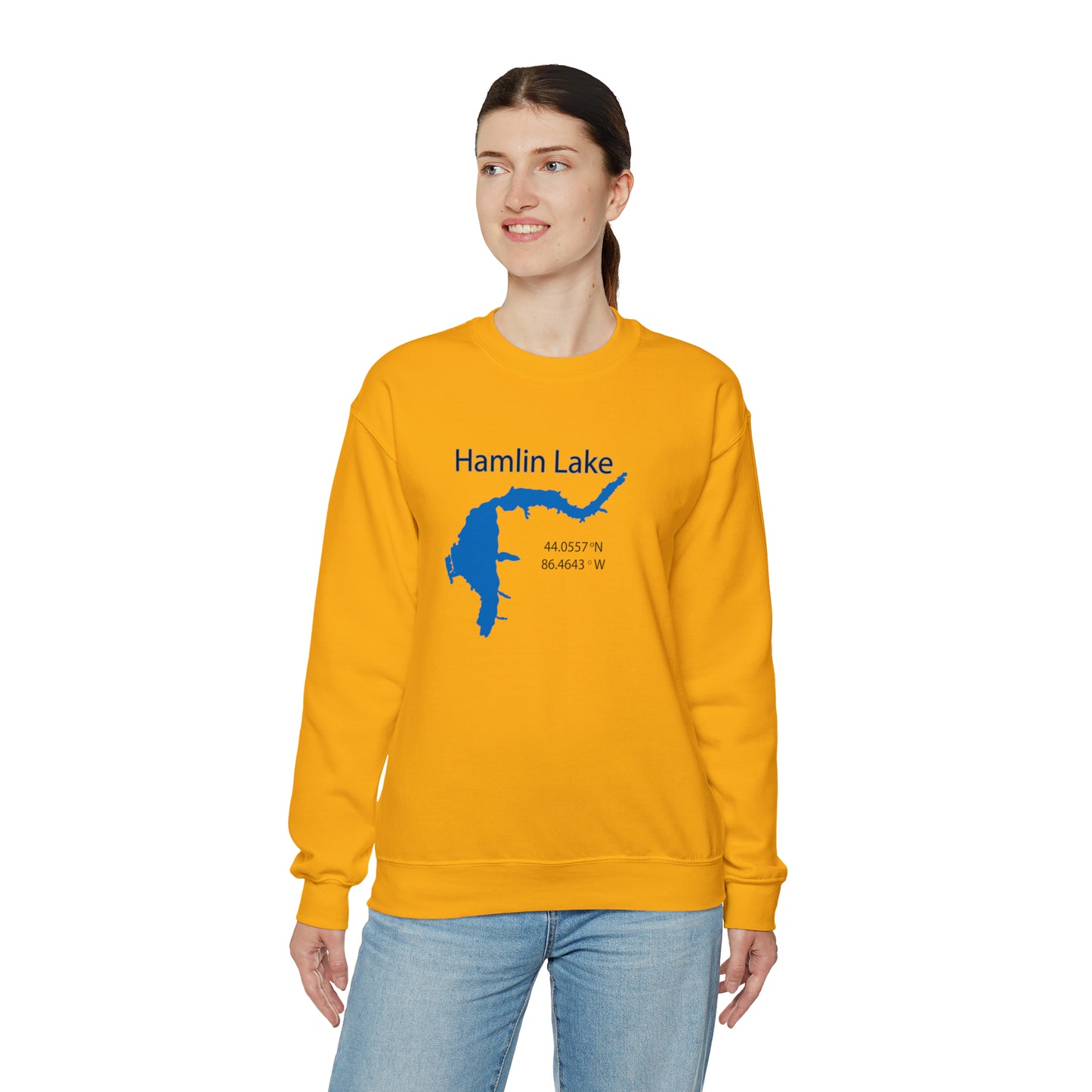 HLC Hamlin Lake Map Unisex Heavy Blend™ Crewneck Sweatshirt