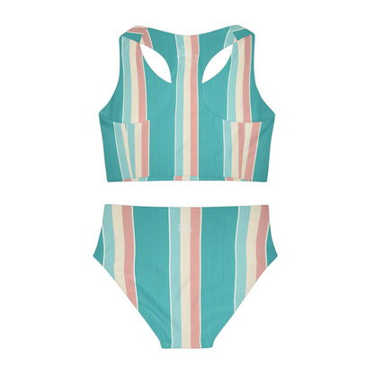 HLC Coastal Stripes Girls Two Piece Swimsuit (AOP)