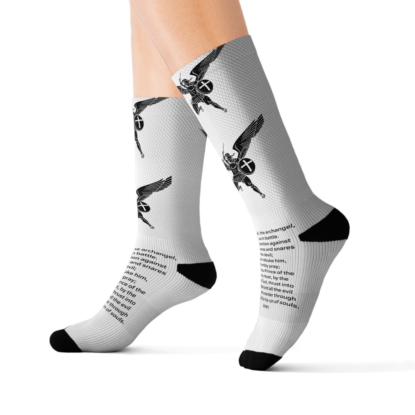 Saint Michael w/ prayer socks Sublimation Socks