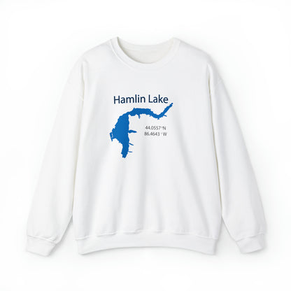 HLC Hamlin Lake Map Unisex Heavy Blend™ Crewneck Sweatshirt