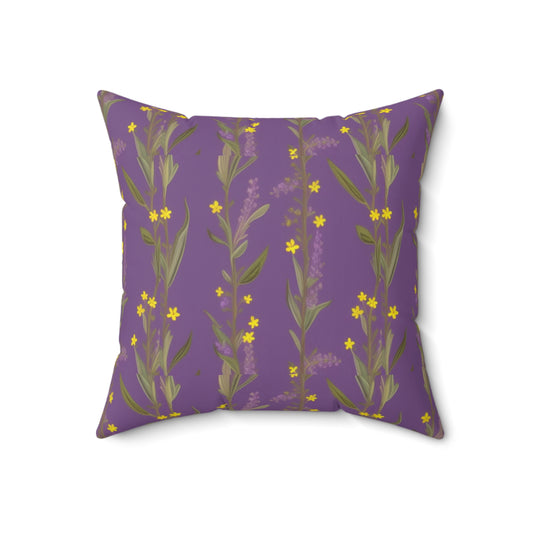 Purple Flowers Spun Polyester Square Pillow