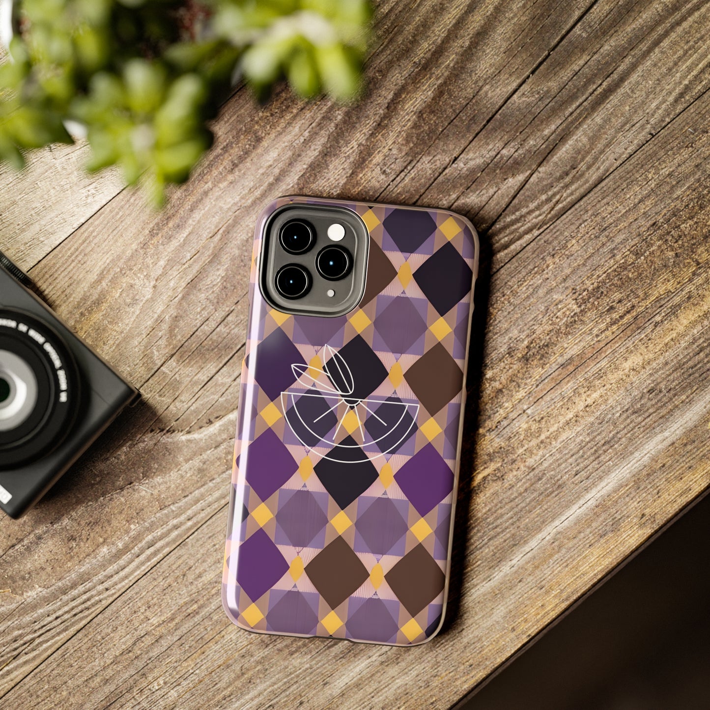 Purple Geo Plaid Tough Phone Cases