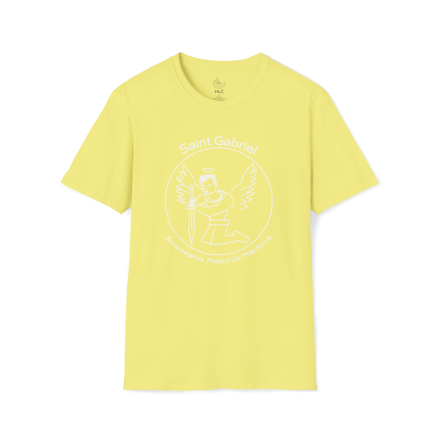 Saint Gabriel Art w/ prayer Unisex Softstyle T-Shirt