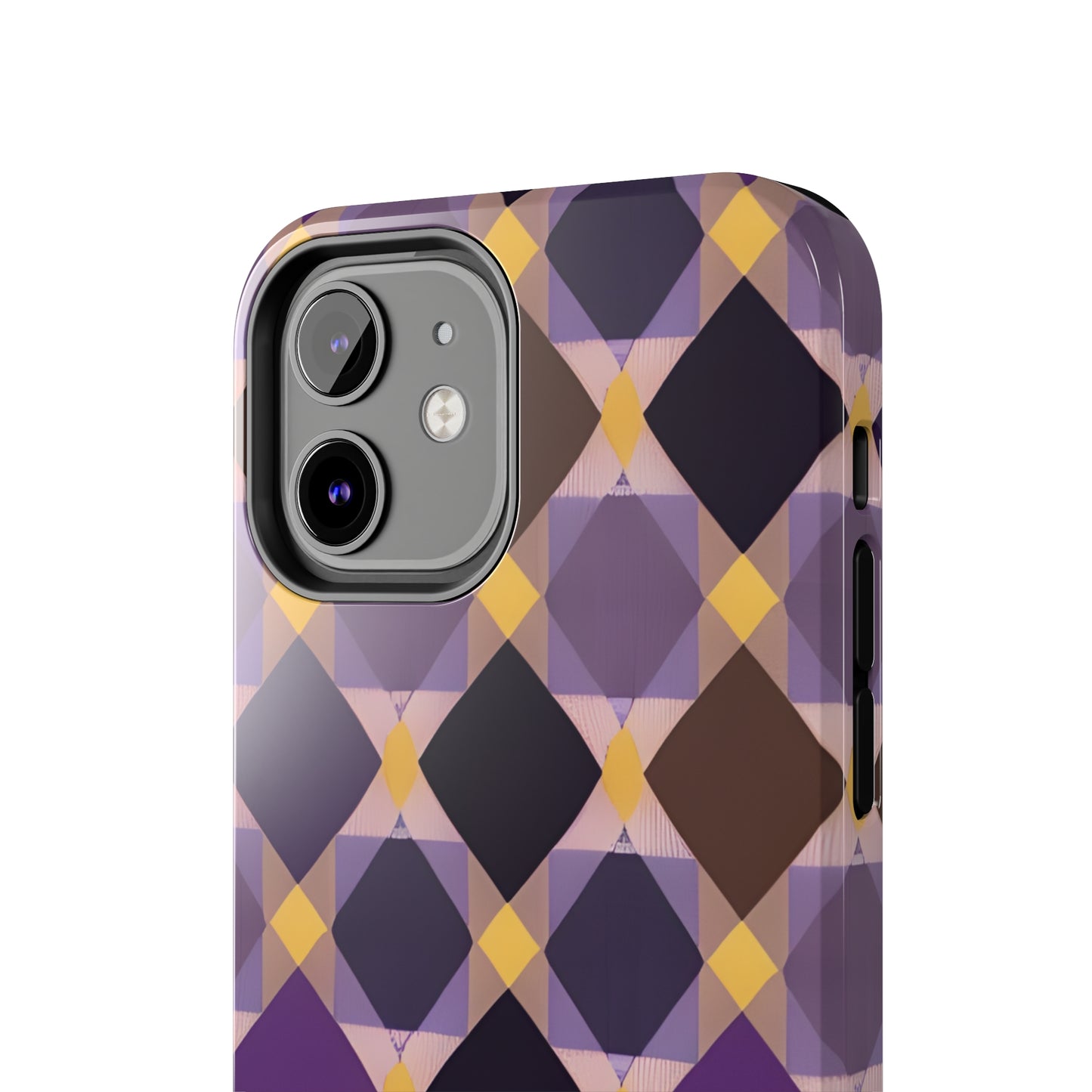 Purple Geo Plaid Tough Phone Cases